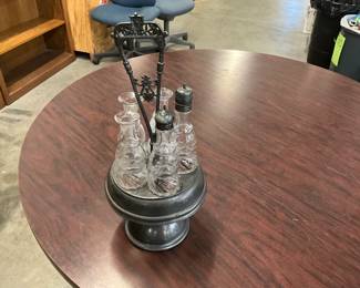 Silver Plate Cruet Set & Stand