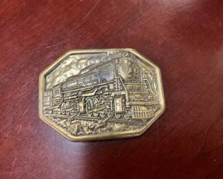 Brass Avon Train Collectors Belt Buckle