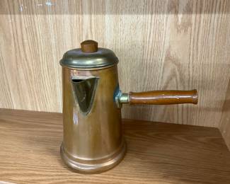 LaBelle Cuisine Copper & Brass Coffee Pot w/Wood Handle