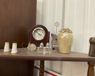Salt & Pepper Shakers - Mantle Clock - Lusterware Vase
