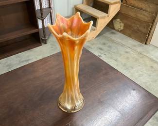Dugan Target Vase - Marigold Opalescent Carnival Glass