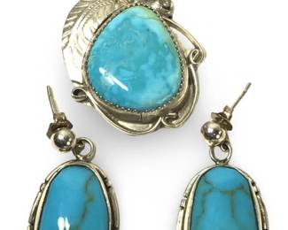 Native American Sterling Turquoise Jewelry Set
