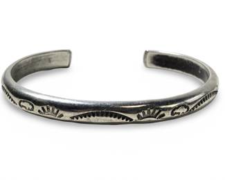 Native American Sterling Etched Cuff Bracelet
