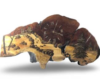 Dianne Ryan Large Lacquered Burlwood Wall Clock
