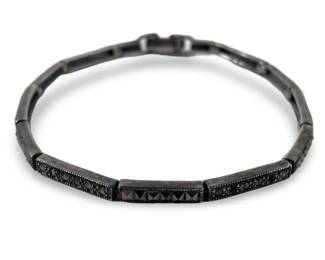 Signed Art Deco Sterling Silver Link Bracelet
