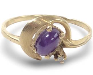 14K Gold .03 ct Diamond & Sapphire Ring
