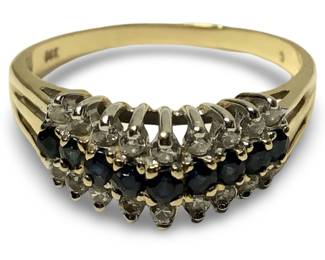 Lavish 14K Gold Diamond & Sapphire Ring
