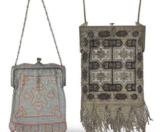 (2) Antique Art Nouveau Chain Mail Beaded Purses
