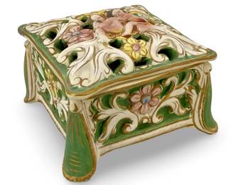 Hand Crafted Italian Porcelain Bisque Dresser Box
