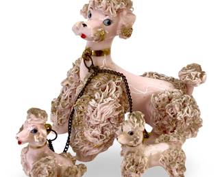 Vintage Lefton Pink and Gold Spaghetti Poodle
