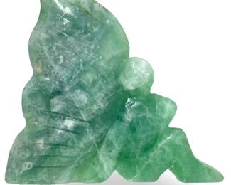 Vintage Carved Jade Fairy Sculpture
