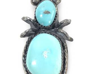 Vintage Turquoise & Silver Insect Brooch
