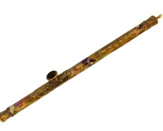 Chinese Hand Painted & Etched Soapstone Pipe
