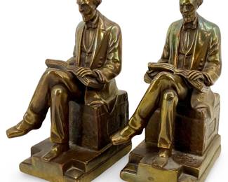 2pc Bronze Clad Abraham Lincoln Bookends
