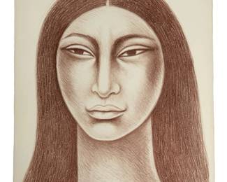 Signed Raul Anguiano Portrait Lithograph
