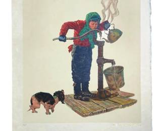 AP Norman Rockwell Winter Lithograph

