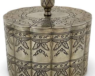 Vintage Silver Plated Etched Trinket Box
