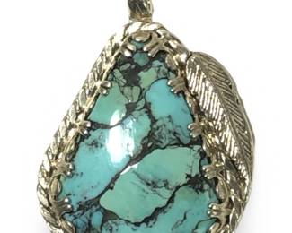 Superb Spiderweb Turquoise Teardrop Pendant
