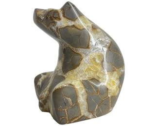Beautiful Septarian Sitting Bear Sculpture
