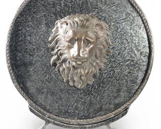 Cast Wrought Iron Bronze Lion Mounted Plaque

