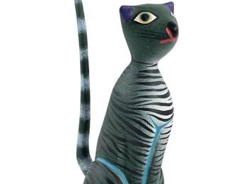 Gabriel T.V. Oaxaca Mexico Folk Art Painted Tiger
