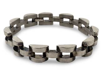 Awesome Sterling Silver Curved Brick Link Bracelet
