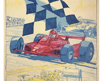 Vintage John Lund Racer Lithograph
