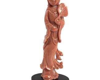 Captivating Hand Carved Chinese Coral Figurine
