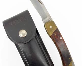 Schrade Brass/Wood Lockback Folding Hunter Knife

