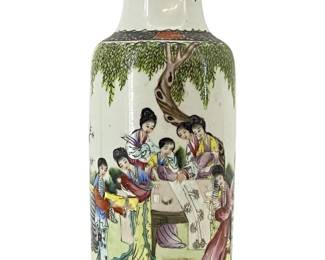 Chinese Porcelain Painted Garden Scene Vase
