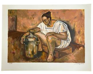 Signed Raul Anguiano “La Alfarera" Serigraph
