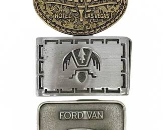 3pc Vintage Brass & Pewter Belt Buckles
