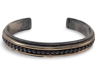 Signed Sterling Silver 10K Gold Trim Cuff Bracelet
