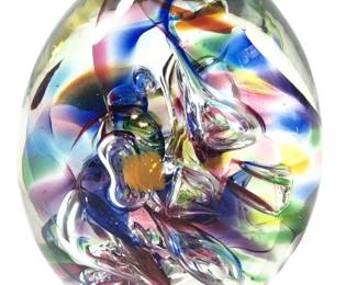 Studio Art Glass Egg Shape Paperweight
