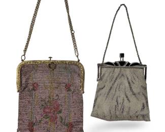 (2) Antique Art Nouveau Chain Mail Beaded Purses
