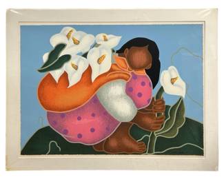 Signed Bertha Horta Lithograph
