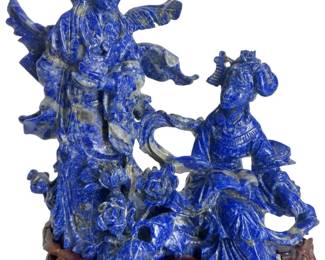 Beautiful Lapis Lazuli Chinese Carved Sculpture
