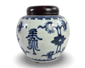 Chinese Blue & White Porcelain Ginger Jar
