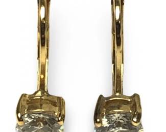 Pair 10K Yellow Gold CZ Dangle Earrings
