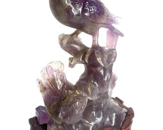 Stunning Carved Amethyst Cardinal Birds
