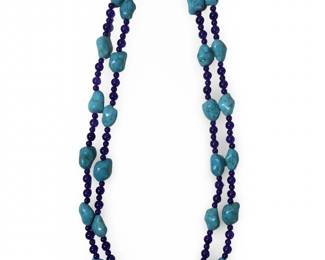 Astounding Long Turquoise Amethyst Necklace
