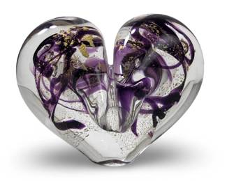 Signed Murano Style Hand Blown Heart Art Glass
