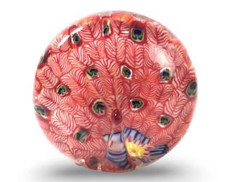 Vintage Glass Millefiori Peacock Paperweight
