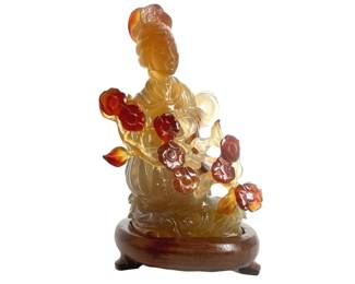 Gorgeous Orange Agate Chinese Quan Yin Figure
