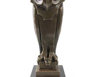 Signed Salvador Dali Art Deco Bronze Owl Sculpture
