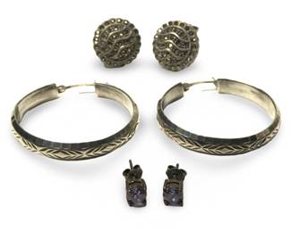 (3) Pair Gorgeous Sterling Silver Earrings
