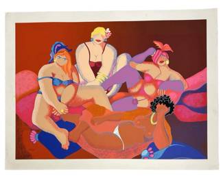 Signed Bertha Horta “Girls at the Red Salon" Seri
