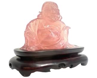 Chinese Hand Carved Rose Quartz Buddha
