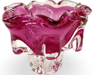 Vintage Pink Art Glass Bowl
