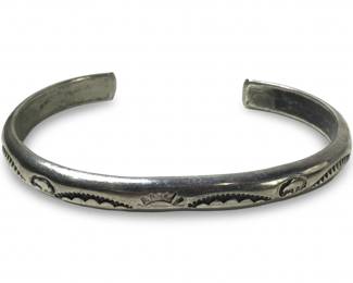 Native American Sterling Tooled Cuff Bracelet
